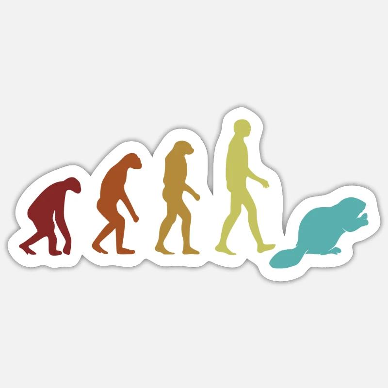 Beaver Evolution Castor Canadensis Nordamerika Sticker Größe S (10 x 10 cm)