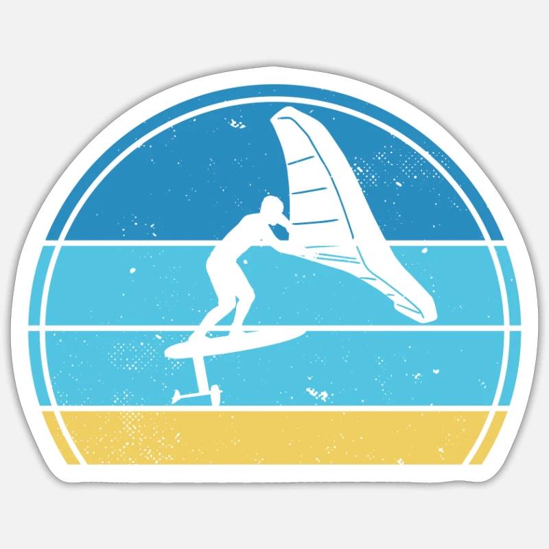 Wingfoil-Surfer Wingfoiling Hydrofoil Kitefoil - Sticker Größe S (10 x 10 cm) - Mattweiß