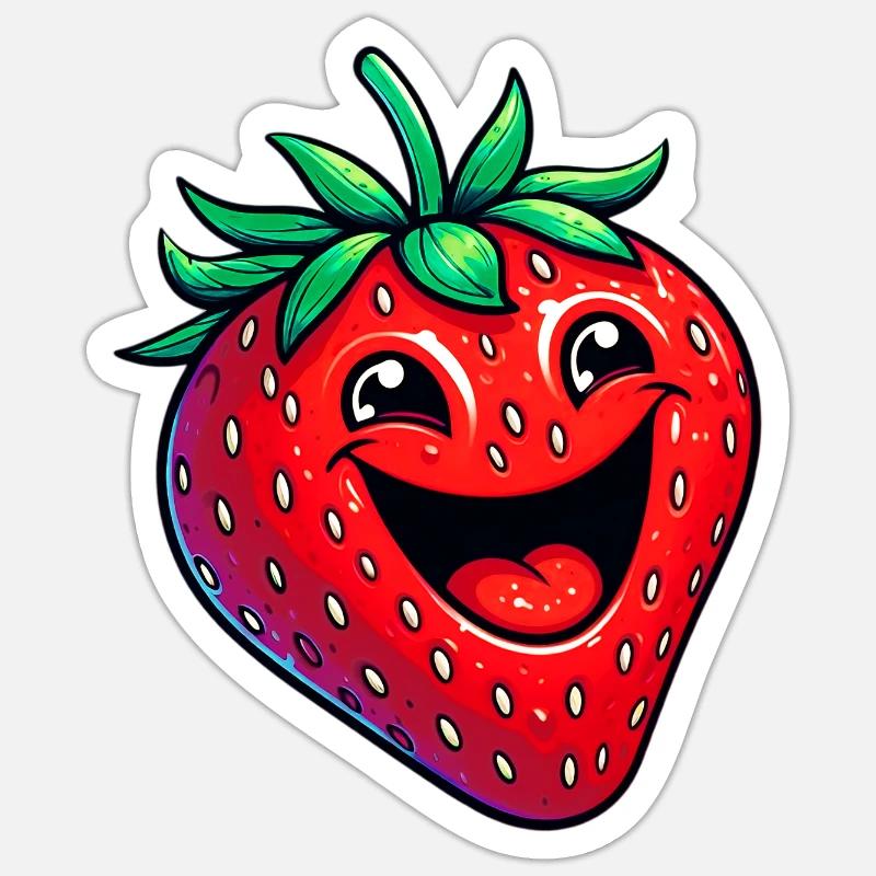 Erdbeeren Erdbeeren - Sticker Größe S (10 x 10 cm) - Mattweiß