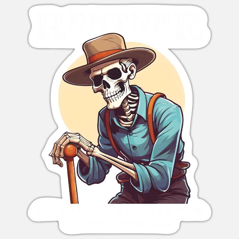 RENTNER KNOCHEN - Sticker Größe S (10 x 10 cm) - Mattweiß