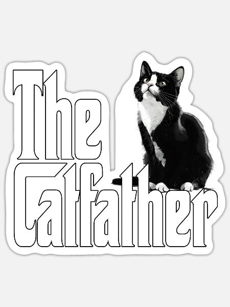 Katze Vater The Catfather Crazy Cat Dad Papa - Sticker Größe S (10 x 10 cm) - Mattweiß