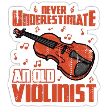 Never Underestimate An Old Violinist - Sticker Größe S (10 x 10 cm) - Mattweiß - Vorne
