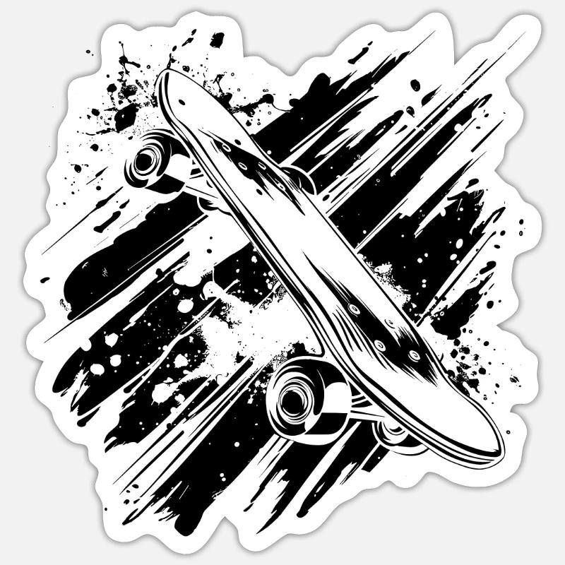 Skateboard - Sticker taille S (10 x 10 cm) - blanc mat