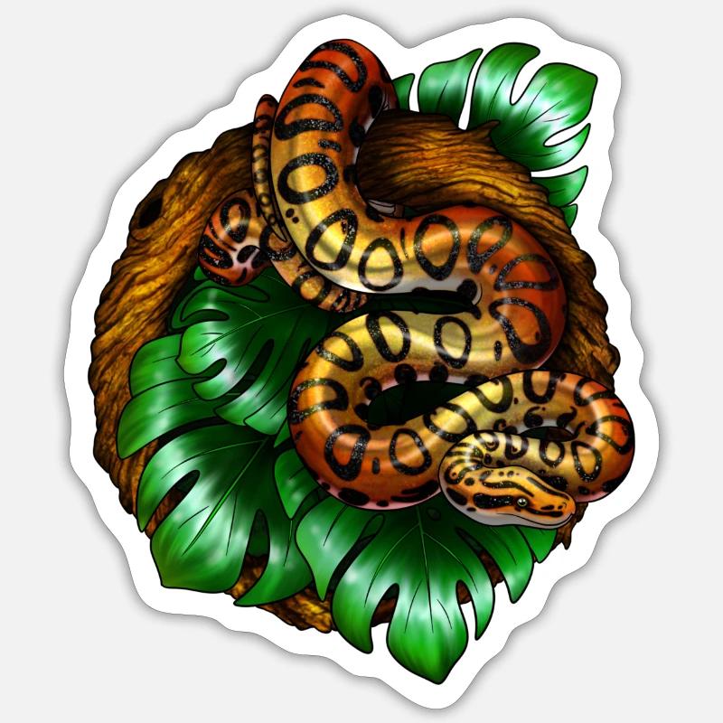 Monstera Snake - Sticker Größe S (10 x 10 cm) - Mattweiß
