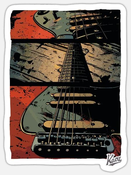 Zoom auf die Gitarre - Sticker Größe S (10 x 10 cm) - Mattweiß