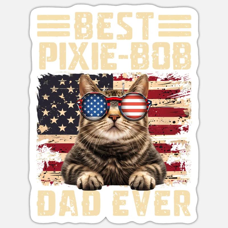 Pixie Bob Papa - Sticker Größe S (10 x 10 cm) - Mattweiß