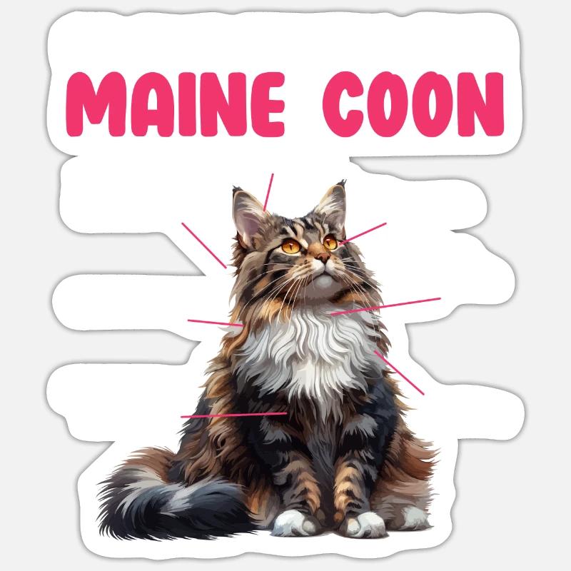 Maine Coon Katzen KOMPONENTEN EINER MAINE COON - Sticker Größe S (10 x 10 cm) - Mattweiß