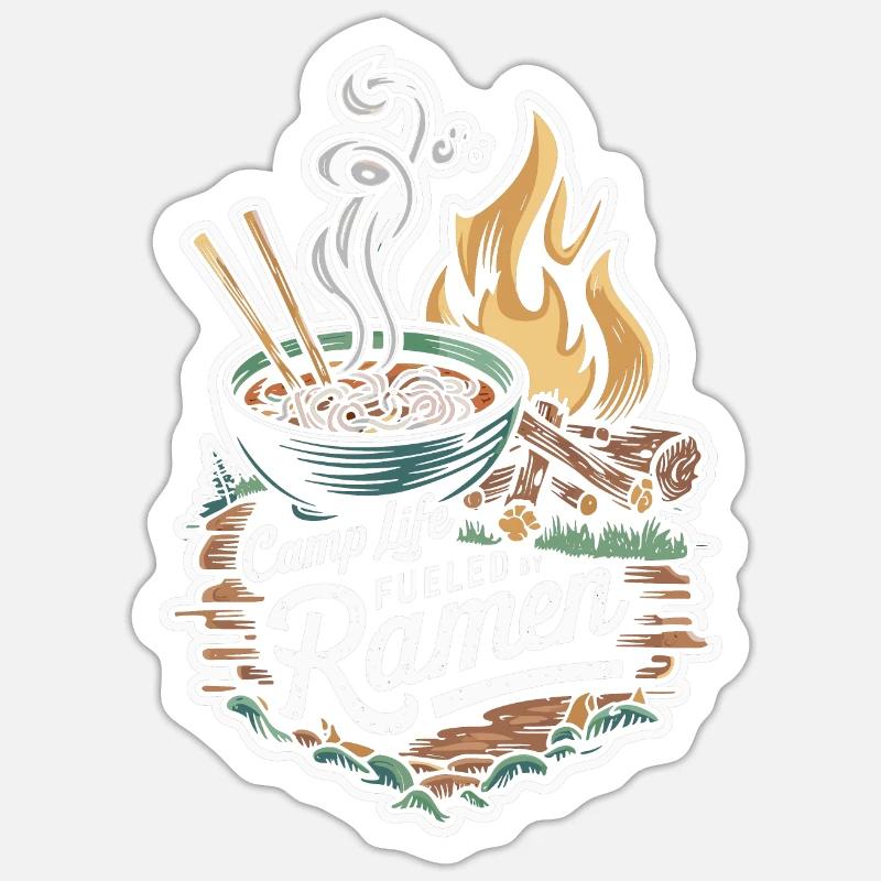 Camping Ramen Lovers - Sticker Größe S (10 x 10 cm) - Mattweiß