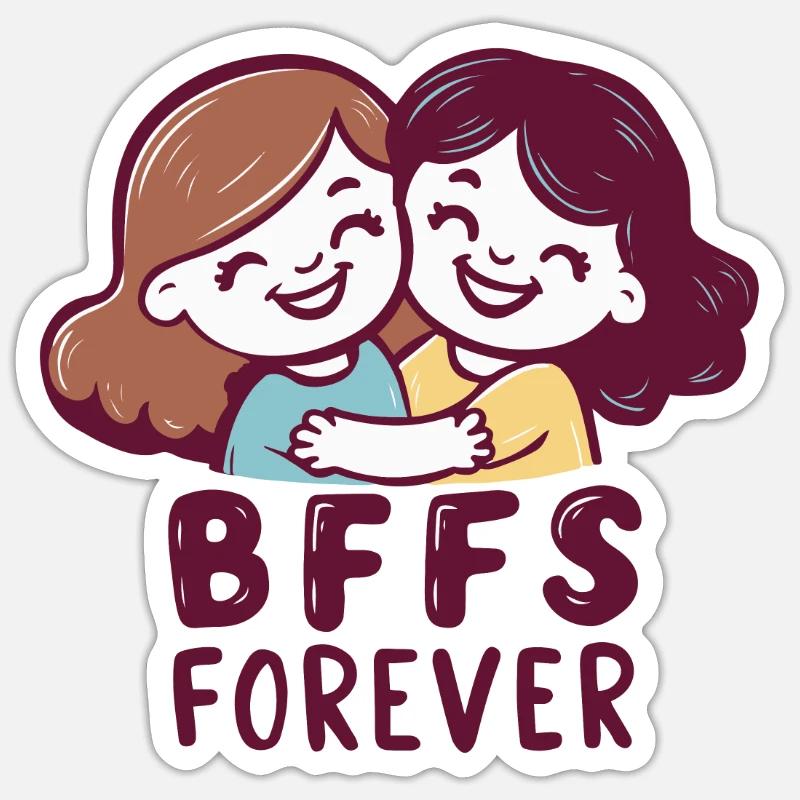 BFFS POUR TOUJOURS - Sticker taille S (10 x 10 cm) - blanc mat