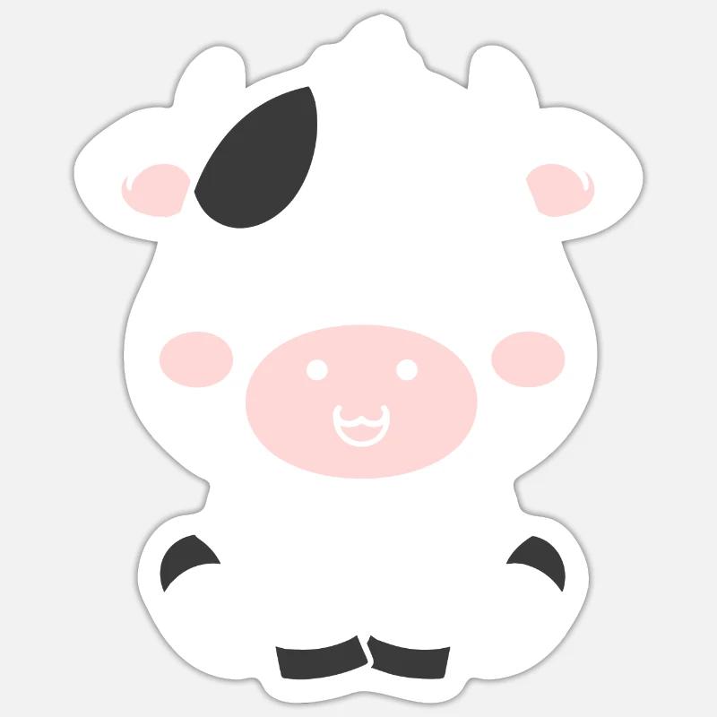 vache - Sticker taille S (10 x 10 cm) - blanc mat