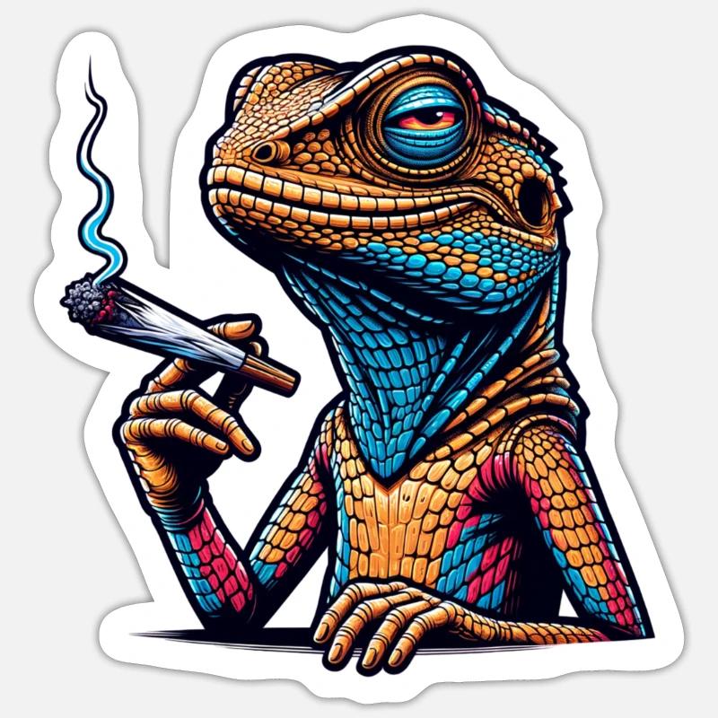High Lizard Lizard Fumer du cannabis Sticker taille S (10 x 10 cm)
