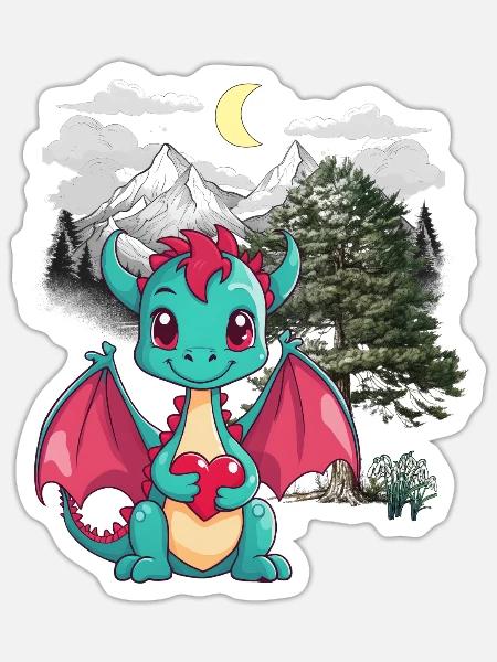 Tiroler Drache Drachen Tirol Gebirge Berge Kind - Sticker Größe S (10 x 10 cm) - Mattweiß