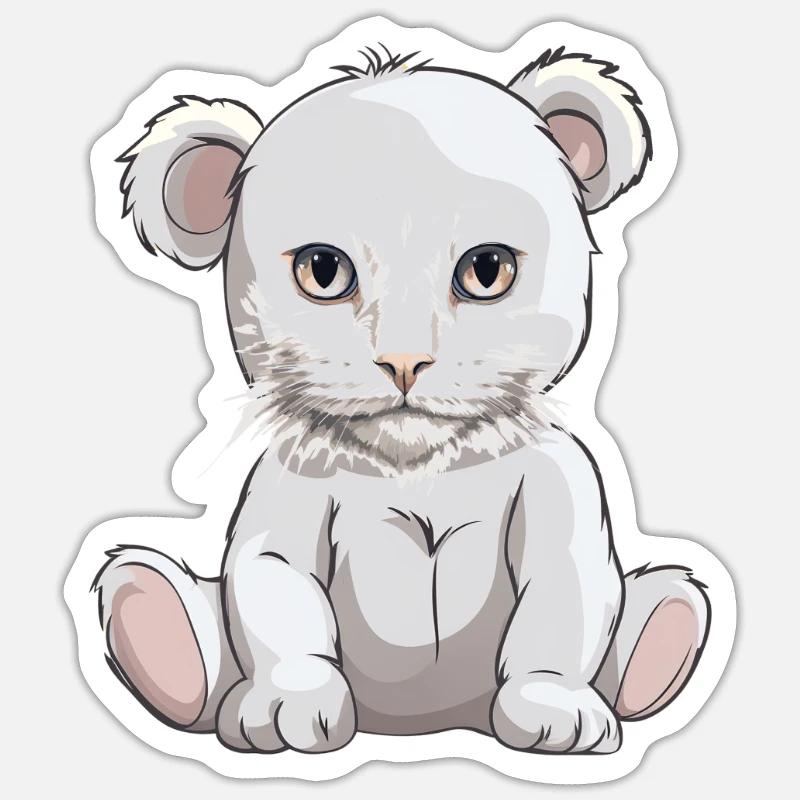Teddybär Katze Katzen Kätzchen Bär - Sticker Größe S (10 x 10 cm) - Mattweiß