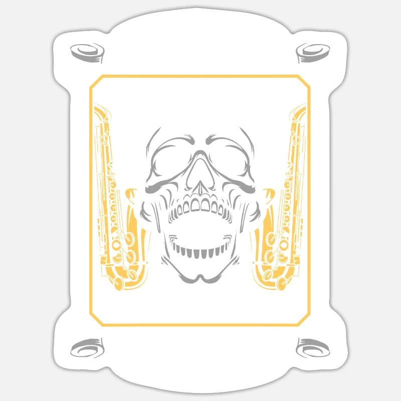 Saxophone Saxophone Skull - Sticker size S (10 x 10 cm) - white matte