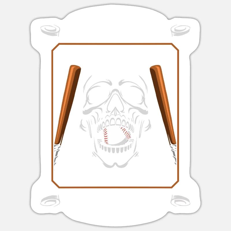 Crâne de baseball - Sticker taille S (10 x 10 cm) - blanc mat