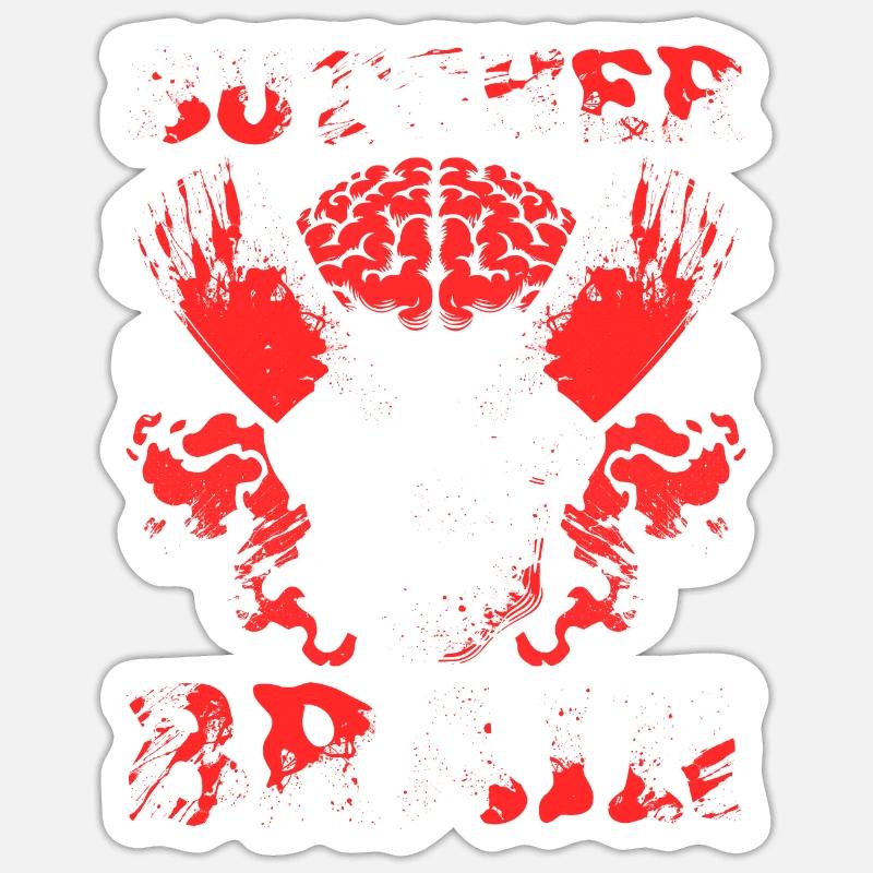 Boucher, boucher, boucher, crâne - Sticker taille S (10 x 10 cm) - blanc mat
