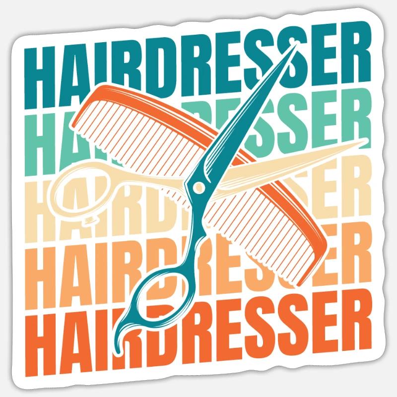 Coiffeur Coiffeur - Sticker taille S (10 x 10 cm) - blanc mat