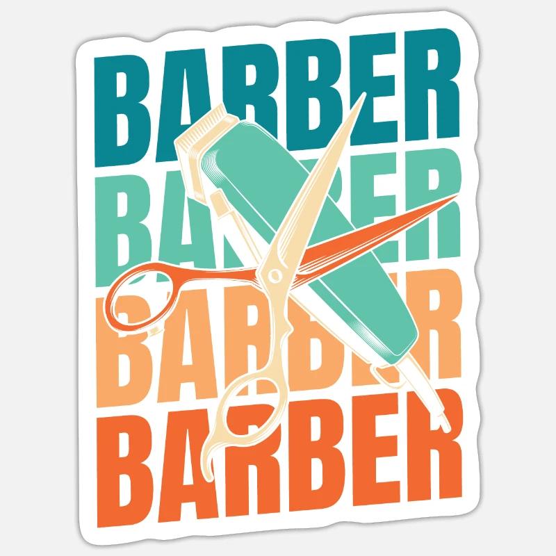 Salon de coiffure - Sticker taille S (10 x 10 cm) - blanc mat