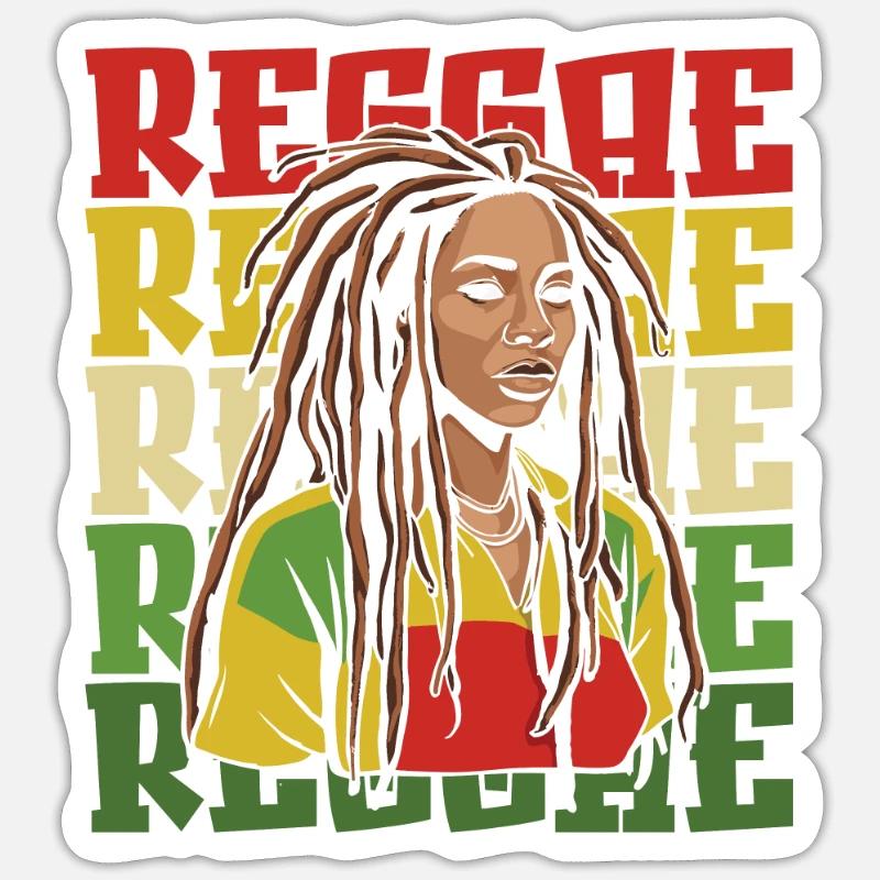 Reggae - Sticker taille S (10 x 10 cm) - blanc mat