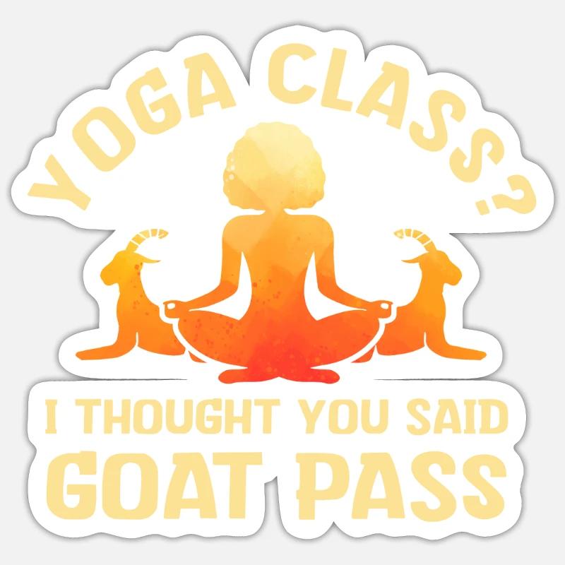 Yoga-Kurs oder Ziegenpass - Sticker Größe S (10 x 10 cm) - Mattweiß