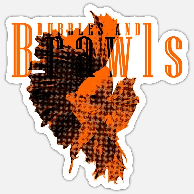 Kampffisch Bubbles And Brawls - Sticker Größe S (10 x 10 cm) - Mattweiß