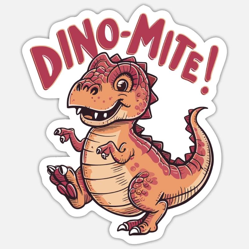 Dino mit lustiges Kinder Design - Sticker Größe S (10 x 10 cm) - Mattweiß