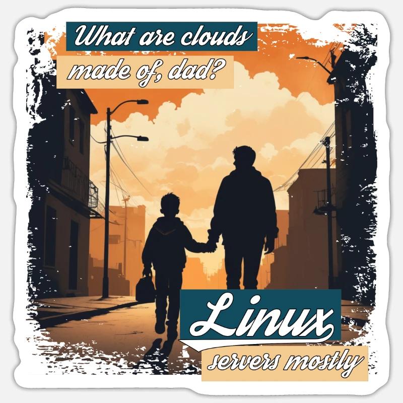 Cloud Wolken Linux Server Admin Nerd Witz - Sticker Größe S (10 x 10 cm) - Mattweiß