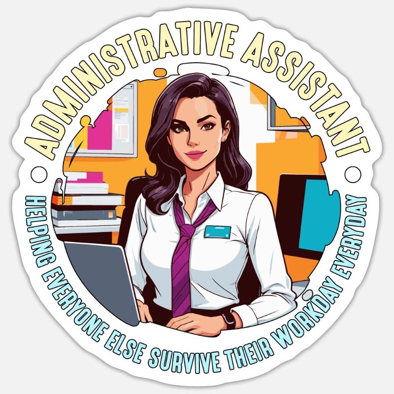 Assistante administrative aidant employée de bureau - Sticker taille S (10 x 10 cm) - blanc mat