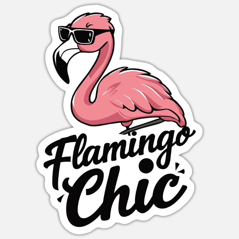 Flamingo Chic - Sticker Größe S (10 x 10 cm) - Mattweiß