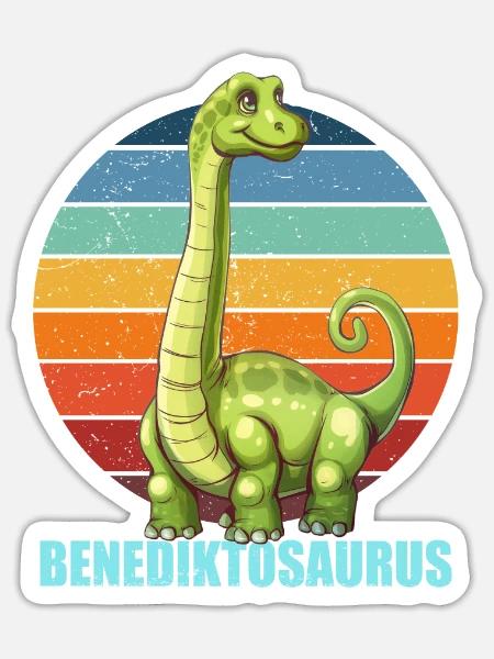 Benediktosaurus Geschenkidee für Benedikt - Sticker Größe S (10 x 10 cm) - Mattweiß