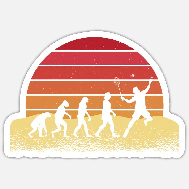 Evolution Badminton Retro Sunset Design Sticker size S (10 x 10 cm)