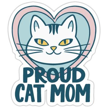 STOLZE KATZENMAMA - Sticker Größe S (10 x 10 cm) - Mattweiß - Vorne