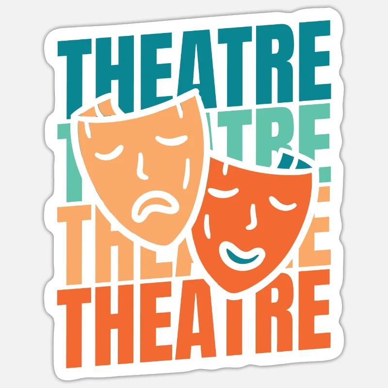 Acteurs de théâtre - Sticker taille S (10 x 10 cm) - blanc mat
