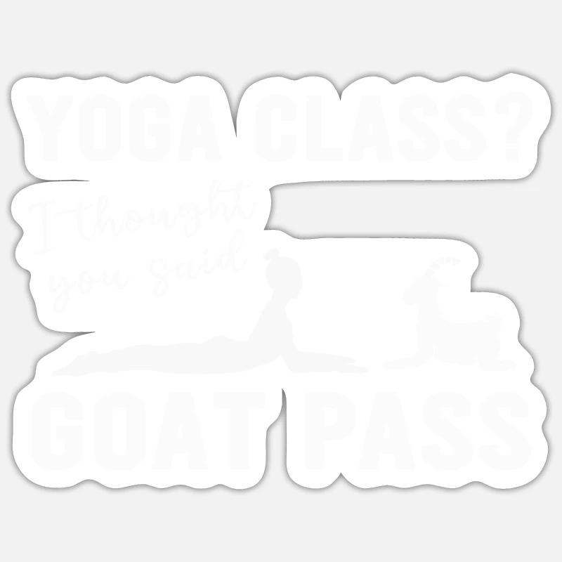 Yoga-Kurs oder Ziegenpass - Sticker Größe S (10 x 10 cm) - Mattweiß