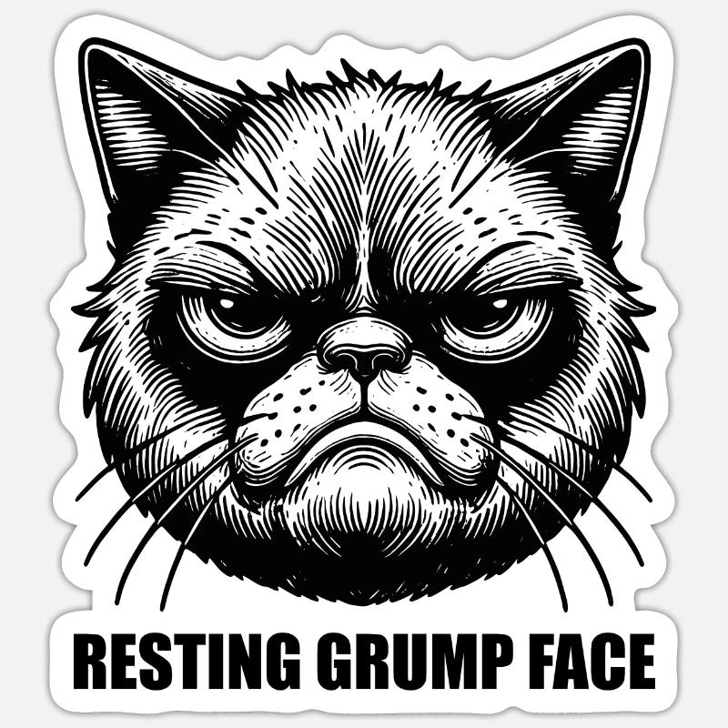 Resting Grump Face cat grumpy FaceHumor Sarcastic Sticker size S (10 x 10 cm)