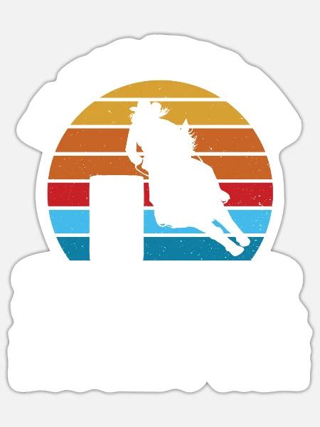 Rodeo Barrel Racing Pferd - Sticker Größe S (10 x 10 cm) - Mattweiß