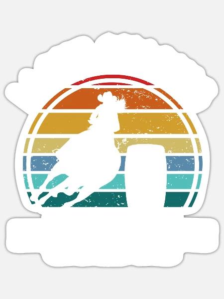 Rodeo Barrel Racing Pferd - Sticker Größe S (10 x 10 cm) - Mattweiß