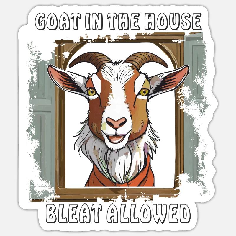 CHÈVRE ZIEGE DANS LA MAISON BÊLEMENT PERMIS - Sticker taille S (10 x 10 cm) - blanc mat