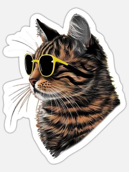 Bombay Cat Sonnenbrille Geschenk - Sticker Größe S (10 x 10 cm) - Mattweiß