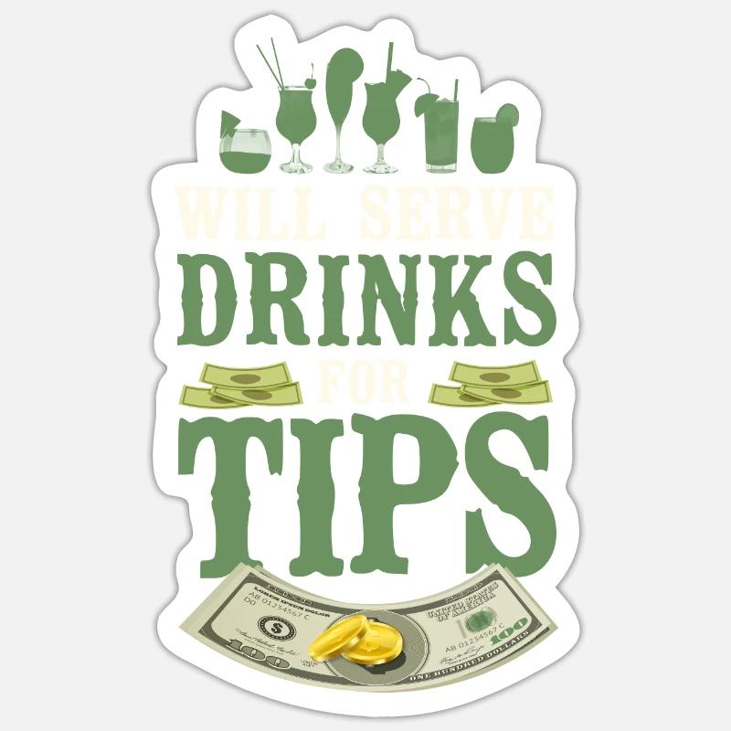 Bartender Mixologist Will Serve - Sticker Größe S (10 x 10 cm) - Mattweiß