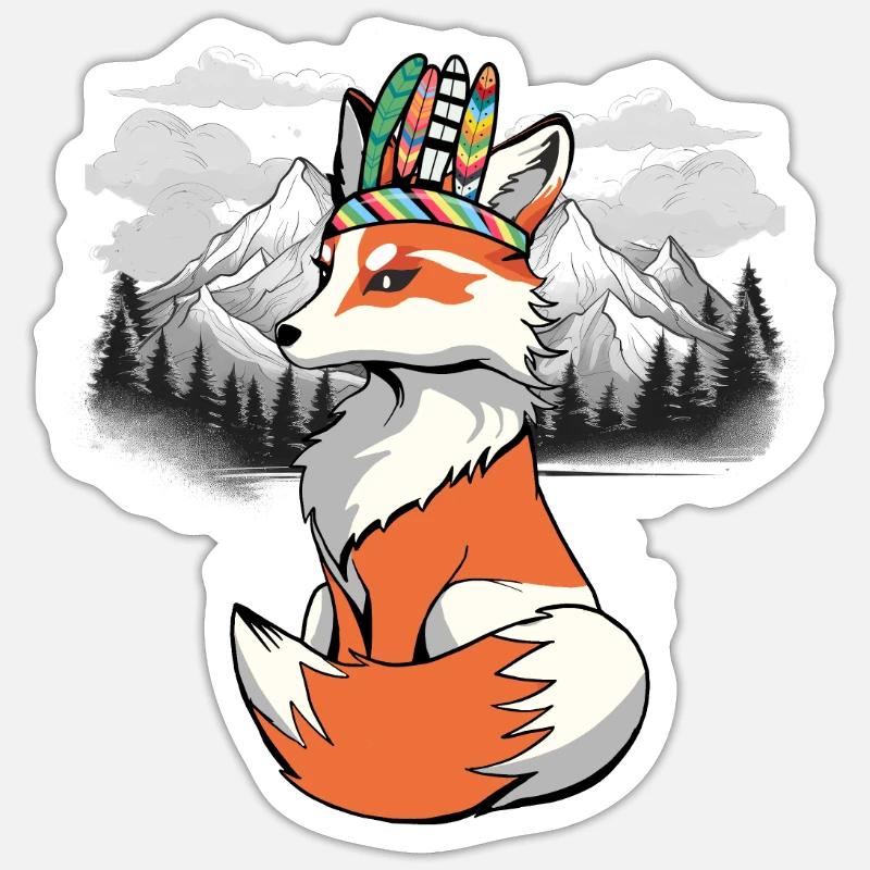 Chamans Renard Renards Chaman - Sticker taille S (10 x 10 cm) - blanc mat