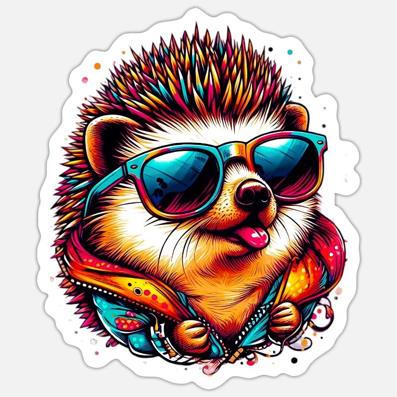 Hérisson - Sticker taille S (10 x 10 cm) - blanc mat