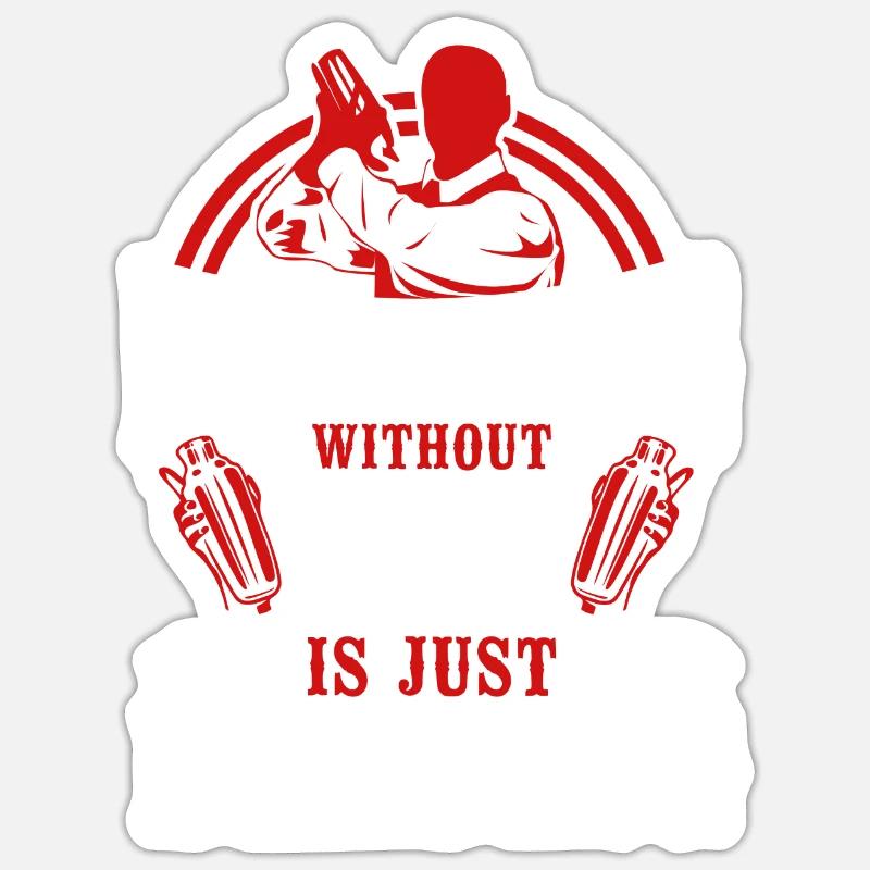 Barman Mixologue Barman - Sticker taille S (10 x 10 cm) - blanc mat