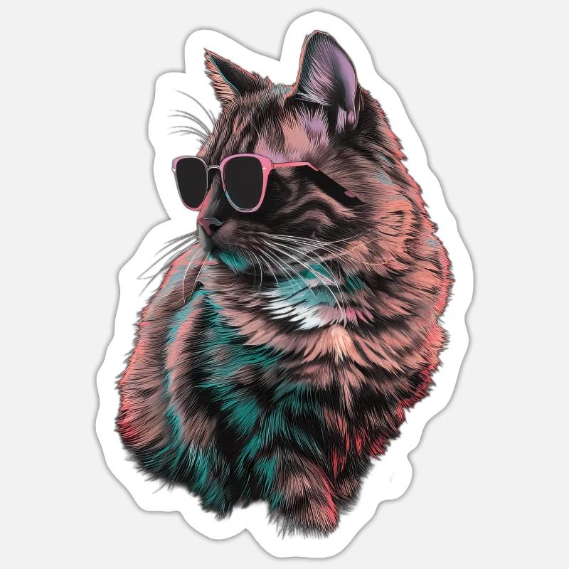 Sonnenbrille der Burma-Katze Geschenk - Sticker Größe S (10 x 10 cm) - Mattweiß