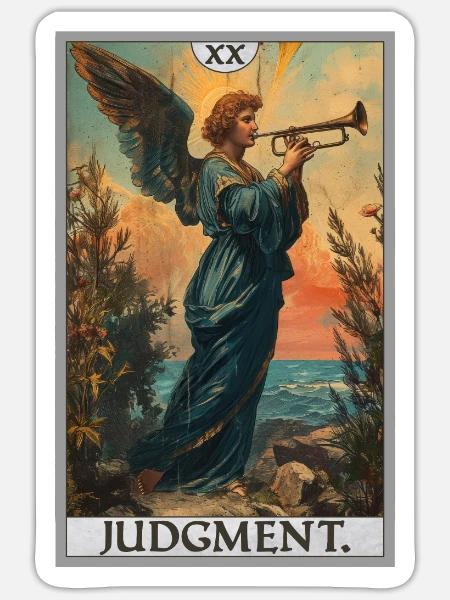 Tarotkarten Tarotkarte 20 Judgment Gericht - Sticker Größe S (10 x 10 cm) - Mattweiß