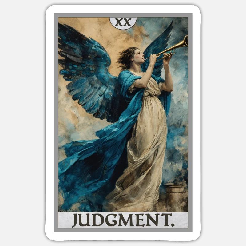 Tarotkarten Tarotkarte 20 Judgment Gericht - Sticker Größe S (10 x 10 cm) - Mattweiß