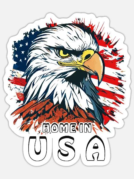 SEEADLER HOME IN USA - Sticker Größe S (10 x 10 cm) - Mattweiß