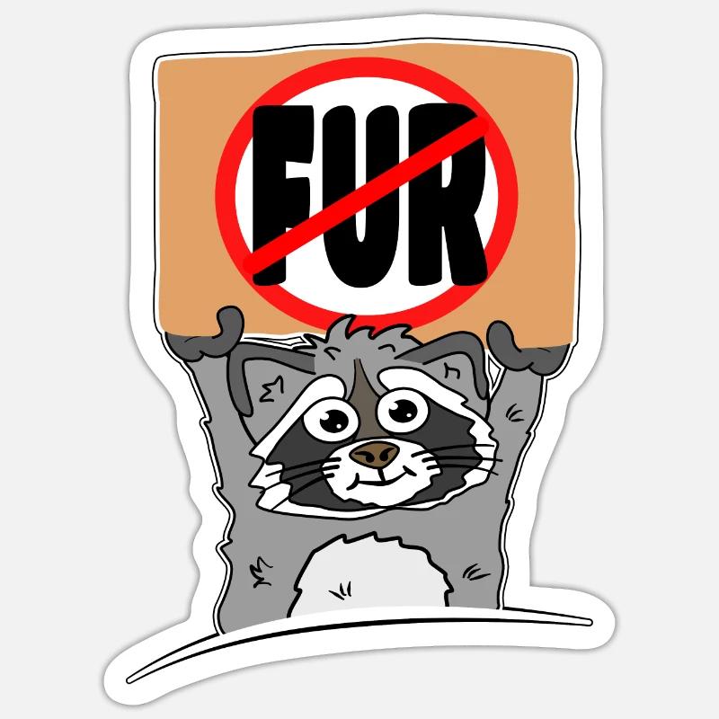 Raton laveur vs fourrure - Pas de déclaration de fourrure Sticker taille S (10 x 10 cm)