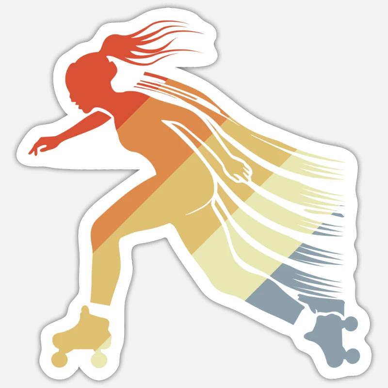 Roller Skating Mädchen - Sticker Größe S (10 x 10 cm) - Mattweiß