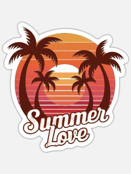 Summer Love Vintage Sunset - Sticker Größe S (10 x 10 cm) - Mattweiß